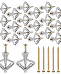 Heavy Duty Drywall Anchor Kit With Plastic Hollow Wall Anchors And Screws For Easy Safe Mounts In Drywall Ideal For Hanging Shelves Picture Frames TV Brackets And Light Fixtures. Assorted gray plastic anchors and gold screws
