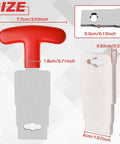 Premium Pool Plug Removal Tool Set with red handle, stainless steel and plastic wrenches, dimensions marked
