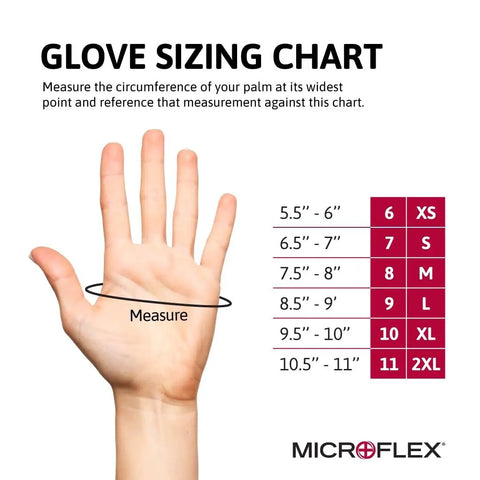 Glove sizing chart for Black Dragon 5Mil Nitrile Exam Gloves Textured Fingertips Powder Free For Medical Industrial And Automotive Use
