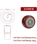 Heavy Duty PVC Wheel Casters Set Of 4 For Furniture Appliances Carts And Industrial Machines, 2.5 inch, red, load chart