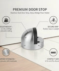 Heavy 2.2 Lb Stainless Steel Door Stop Wedge With Brushed Finish Floor Holder for hardwood and tile, non-magnetic interior door prop