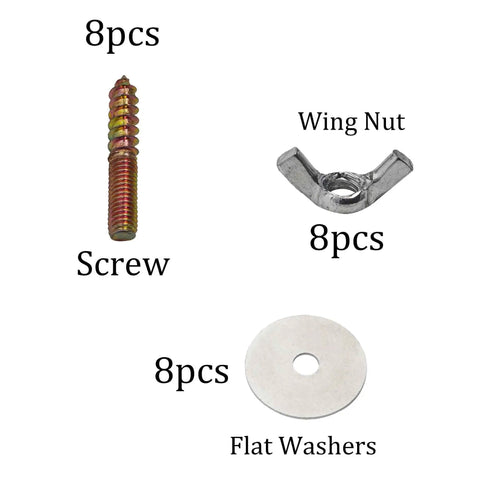 8 Pack 1/4-20 X 1-1/2 Inch Hanger Bolts With Wing Nuts And Flat Washers For Furniture Assembly And Wood Joints Self-Tapping Dowels