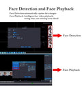 Face detection and playback features of 4K Ultra High Definition 8MP PoE NVR Security Camera Kit displayed on a computer interface.