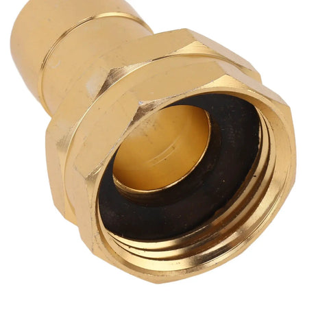 Complete Garden Hose Repair Kit With Male Female Connectors And Stainless Steel Clamps For 3 4 Inch And 5 8 Inch Water Hoses Fix Leaks Fast Today! brass hose connector close-up with black gasket