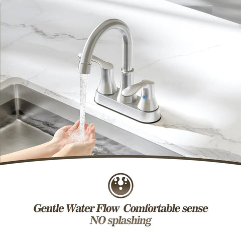 Commercial Bar Sink Faucet With 4 Inch Center Deck Mount, 2-Hole Brass Construction In Brushed Nickel, Dual Lever Handles, Built Tough Utility Laundry Faucet For Sinks, WF032-BG