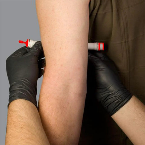 Constricting IV Bands XL With Vacuum Sealed Quick Vein Access For Combat And Trauma, Easy Rolling Action, Built For Big Arms, Beefed Up Medical Gear For Rapid Vein Access In Diabetic Care And Emergencies on forearm
