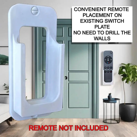 Wall Mount Remote Holder For Ceiling Fan Remotes REM-ARTC-1 REM-ARTC-2 with easy install over switch plate.