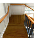 Heavy Duty Wood Stair Handrail With Tough Wrought Iron Brackets For Secure Grip And Hassle Free Wall Mount 600cm Support Bar for stairway.