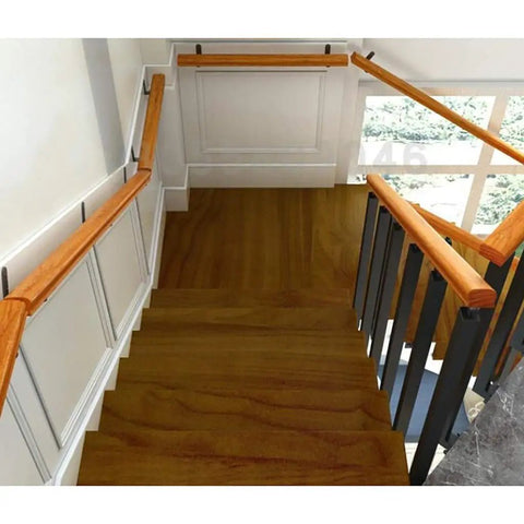Heavy Duty Wood Stair Handrail With Tough Wrought Iron Brackets For Secure Grip And Hassle Free Wall Mount 600cm Support Bar for stairway.