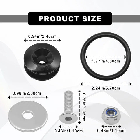 Heavy Duty Car Bumper Quick Release Kit With CNC Billet Aluminum Fasteners, Stainless Bolts, Nuts And Washers, Nitrile Rubber O Rings dimensions.
