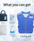 Cooling Vest For Men And Women With 24 Ice Packs, Ice Reflective Cooling Jacket For Hot Weather With Pockets displayed with accessories