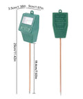 Front and back view of Soil Moisture Meter For Indoor And Outdoor Plants, Hygrometer Moisture Sensor with measurements included.