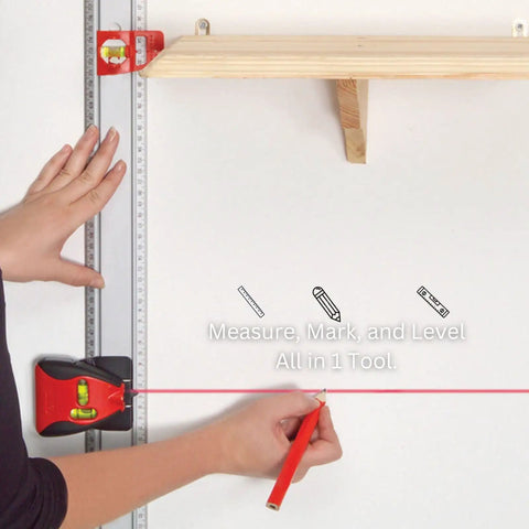 Pro Grade Modular Ruler Attachment With Laser Level And Magnetic Stud Finder Heavy Duty Weekend Warrior Layout Tool Straight Shot Measuring Accessory For Fast Home Repair Projects Snap On Design To Nail It Every Time