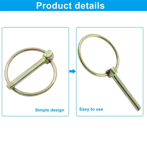 Image showing 12 Pack Lynch Pins With Ring Tough As Nails Shaft Locking Pins Assortment Kit 4.5x36mm For Farm Tractors Trailers Trucks Mowers Trolleys