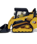 CAT 259D3 Compact Track Loader Diecast Model With Bucket Fork Grapple And Light Material Bucket Attachments in side view