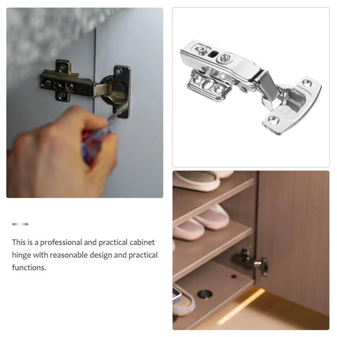 Installation of heavy duty cabinet door hinges with smooth operation and high load capacity for kitchen or wardrobe use.