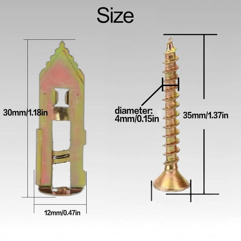 No Drill Drywall Anchors Kit With Screws Self Drilling Wall Fasteners For Hollow Walls DIY Friendly Heavy Duty Mounting dimensions