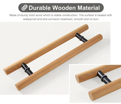 Beefy Wood Door Pull Set For Sliding Barn Doors And Shower Doors Natural Finish Indoor Outdoor Handles 40 Inch Long Pair