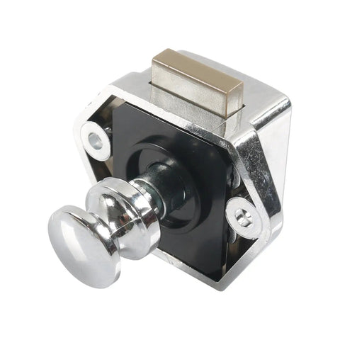 Close-up of Push Button Cabinet Latches for Furniture and Drawers, Shockproof Locking Mechanism With Easy Install, ABS Safety Latch