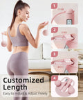 Woman using Cordless Jump Rope With Counter And LCD Display, 2 In 1 Ropeless Jump Rope With Ball Weighted Design, pink color.