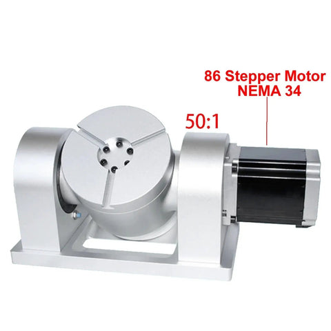 Rock Solid Cnc Rotary Axis Featuring Nema 34 Stepper Motor And Harmonic Drive Gearbox For Fourth And Fifth Axis Precision Machining With Sweet 50 To 1 Ratio Killer Shop Upgrade with visible motor and drive.