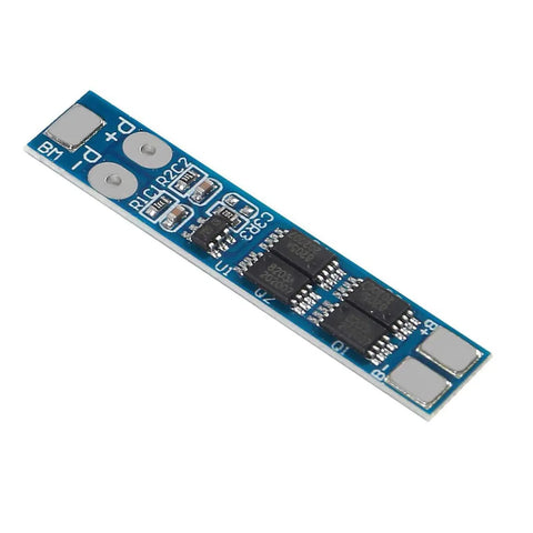 Heavy Duty 2S BMS 8.4V 8A Lithium Battery Protection Board for 18650 Cells with circuit components and clear labeling.
