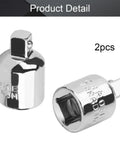 Two chrome 3/8 in drive to 1/4 in drive impact socket adapters, female to male, Cr-V, 2 pcs.