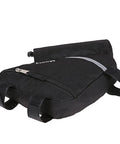 Ultralight Reflective Triangle Frame Bag For Bikes With Water Bottle Pouch, Black Finish, Elastic Straps, Side View