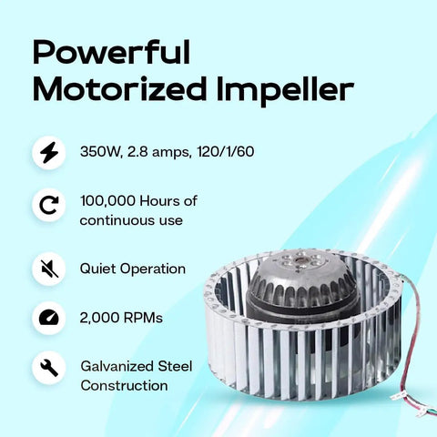 Powerful motorized impeller of the Salon Pure Air Fume Extraction System With 3 Stage Filter For Hair Pros And Workshops, Black SPA-H