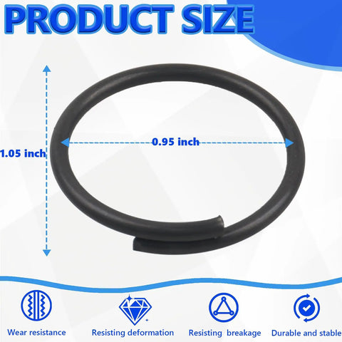 Three Pack O Ring Shifter Bushing Lock Ring Replacement For VW Shift Lever Bushing Compatible With Volkswagen Transmissions And Dune Buggy Shift Components Direct Fit Smooth Shifting Durable O Ring Lock Ring Kit, shown with dimensions 1.05 inch by 0.95 inch