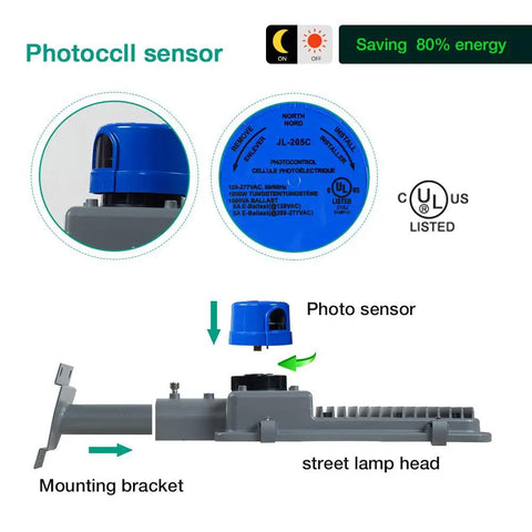 35W LED Outdoor Street Light With Dusk To Dawn Photocell 5400 Lumens 6000K Daylight IP65 Waterproof AC Powered Yard Light details