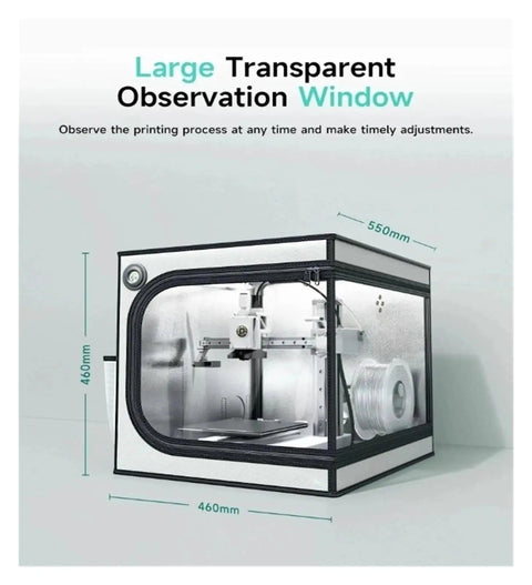 Large Size 3D Printer Enclosure With LED Light, Fireproof Design; transparent observation window, compatible with A1 and A1 Mini