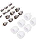 20Pack Plasma Cutter Torch Consumables Kit with stainless steel nozzles and ceramic tips for heavy duty cutting.