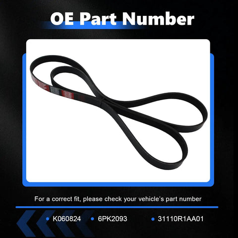 Heavy Duty Serpentine Drive Belt For 2012-2015 Honda Civic 1.8L And 2013-2015 Acura ILX 2.0L K060824 shown on a black background.