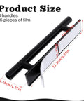 Image of 8 Pack Adhesive Cabinet Handles Self Stick Push Pull Helpers Black ABS Material, showing dimensions and white adhesive backing.