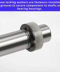 E clip retaining ring from 1100 Piece E Clip Retaining Rings Set securing component on metal shaft, industrial use visible.