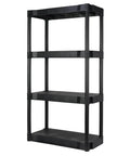 Heavy Duty Four Tier Plastic Storage Shelving Unit In Black, 13.9 Deep By 30 Wide By 56.2 High, Durable PP Rack For Garage, Kitchen, Pantry, Office