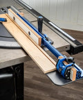 Table Saw Crosscut Sled With Telescoping Fence And Micro-Adjust Flip Stop for 90-Degree and 45-Degree Cuts on saw table