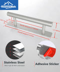 Diagram of Set Of Four Self Adhesive Sliding Closet Door Handles No Drill Brushed Stainless Steel Five Inch Stick On Cabinet Pulls.