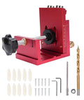 Pocket Hole Jig Kit Pro Grade With 3 In 1 Adjustable Drill Guides and components for woodworking on white background
