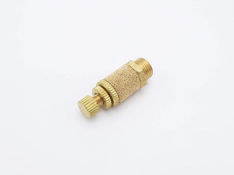 Heavy Duty Brass 1/8 Inch Male Npt Pneumatic Muffler Exhaust Throttle Air Filter with textured body for noise reduction.