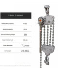 Heavy Duty Aluminum Hand Chain Hoist 1.5 Ton Manual Wire Lifting Crane Rigging Gear For Garage Workshop Jobs That Are A Real Blast, 9 tons capacity, 3m lift height.