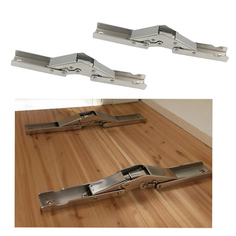 10 Piece 90 Degree Folding Hidden Hinge Brackets for tables and cabinets, heavy duty cold rolled steel, installed on wooden surface