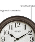 Close-up of 26 Inch Indoor And Outdoor Farmhouse Clock With Thermometer And Hygrometer All In One Weather Station Wall Art