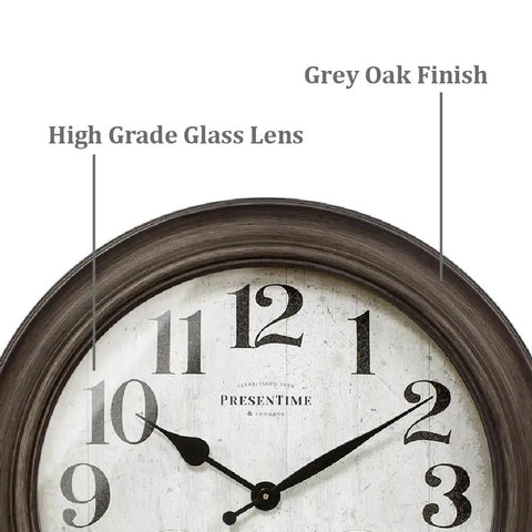 Close-up of 26 Inch Indoor And Outdoor Farmhouse Clock With Thermometer And Hygrometer All In One Weather Station Wall Art