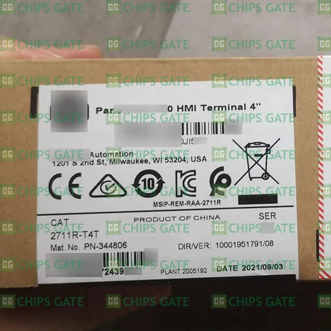 Label of 2711R-T4T Series B 4 Inch HMI Terminal packaging showing model details and barcode