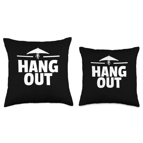 Funny Hang Glider Art Throw Pillow For Men And Women, Hang Gliding Gift Idea, Hang Out Theme Decor For Pilots
