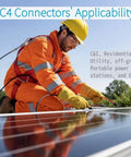Technician using Y Branch Solar Connector Kit For PV Panels In Parallel on rooftop, 30A 1000V rated, plug-and-play