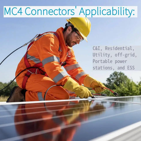 Technician using Y Branch Solar Connector Kit For PV Panels In Parallel on rooftop, 30A 1000V rated, plug-and-play