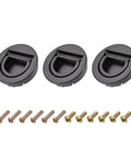 Flush Ring Pull Handles Set Of 3 In Black 35mm 1.38 Inch Zinc Alloy Flush Pull Latch With Screws for cabinets and furniture